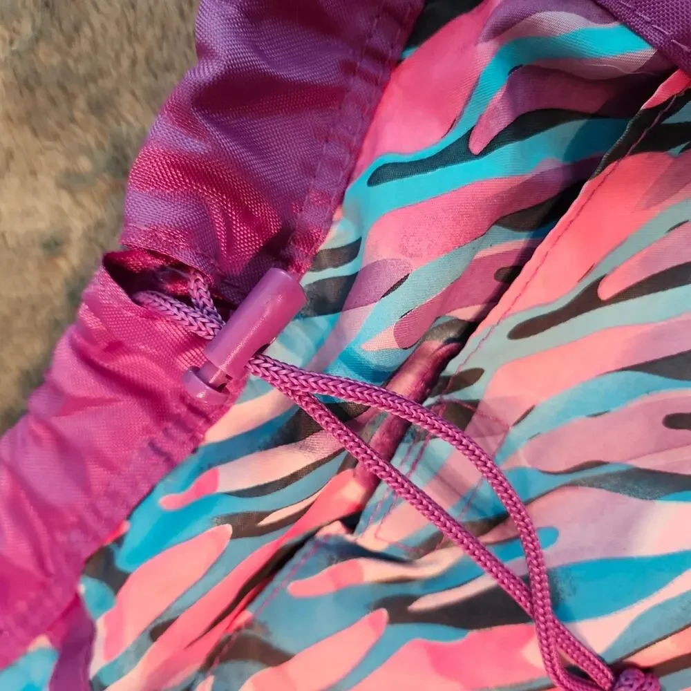 Purple Pink Zebra Print Lightweight Backpack • EUC